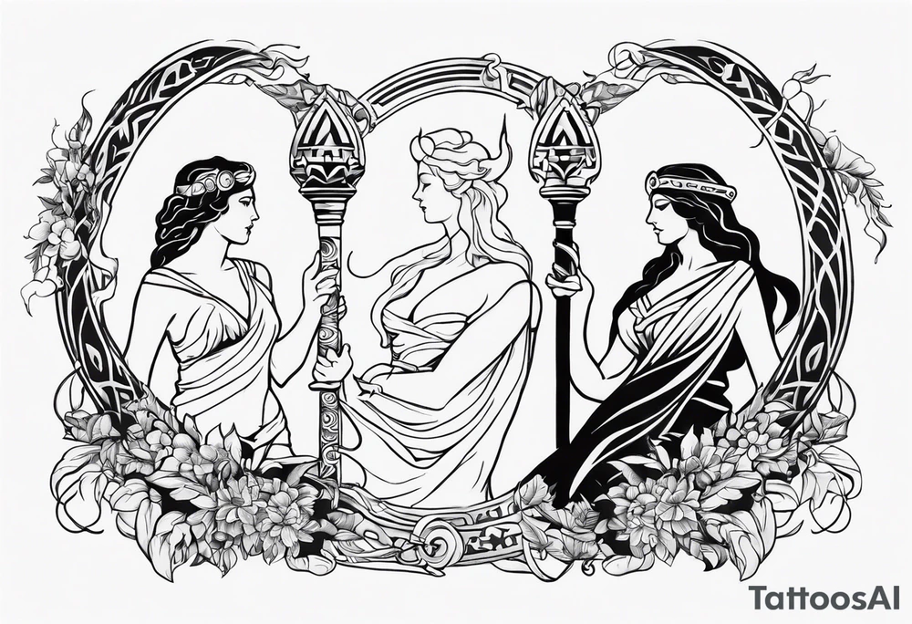 Three moirai greek mythology tattoo tattoo idea