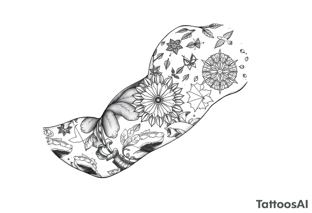 wellness and healthy symbols tattoo idea