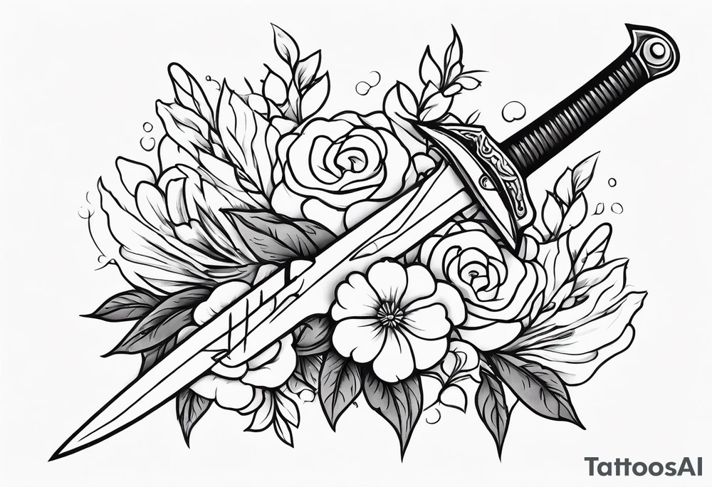 Sword and flowers tattoo idea