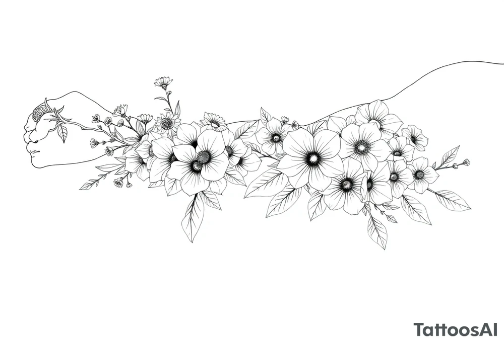 Full sleeve tattoo design of larkspur and hawthorn flowers, highly detailed line art, RED ink, elegant botanical style, intertwined composition, no shading, no human mock-up, clean stencil style suitable for tattooing, fit fully within boundaries. LINE ART ONLY, REMOVE HUMAN, NO SKIN, NO ARM, NO HUMAN BODY PARTS tattoo idea