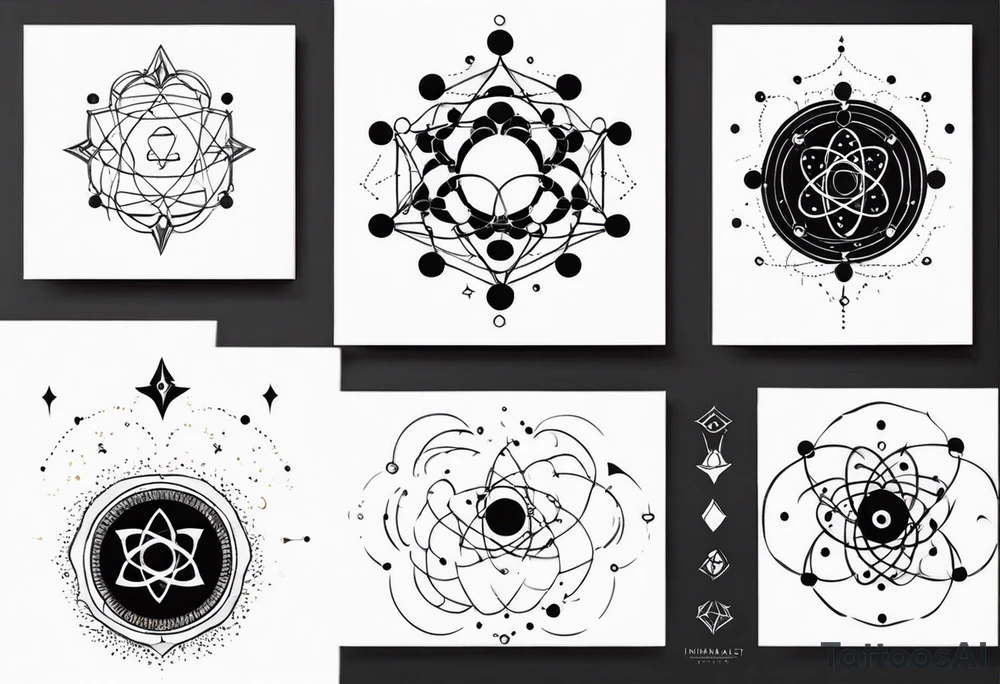 arm bracelet tatoo made of atoms with spiritual elements tattoo idea