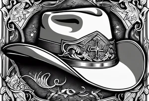 Ruggred cross with a cowboy hat that says sleep through the storm tattoo idea