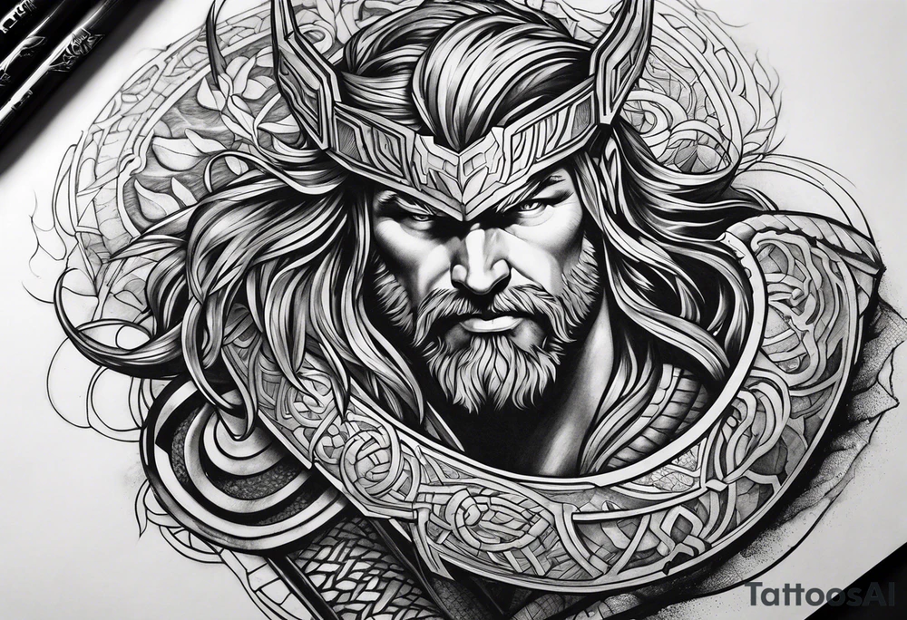 Thor kämpft gegen schlange tattoo idea