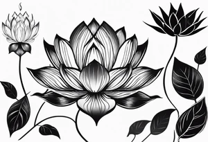 İçerisinde kaplan gül lotus çiçeği ay ve kral tacının bulunduğu dirsekten aşağı bir dövme tasarımı tattoo idea