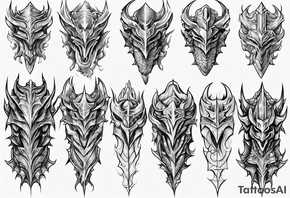 Dragon Leg armor symmetrical tattoo idea