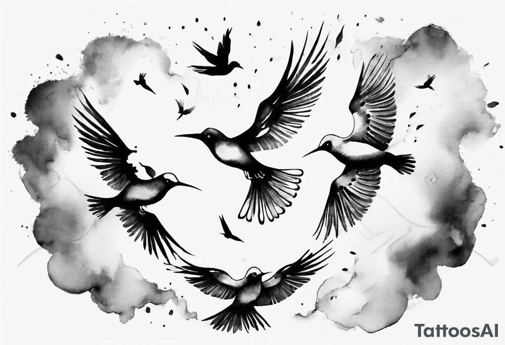 shoulder tattoo with light rays with birds flying free among the clouds, round shape, 3d effect tattoo idea shoulder tattoo with light rays with birds flying free among the clouds, round shape, 3d effect tattoo idea