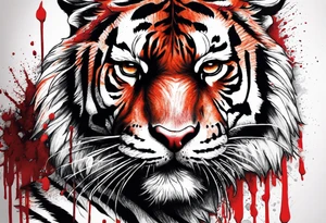 Tiger covered in blood tattoo idea