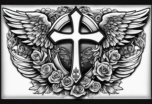 Rest in peace mom cross with angel wings tattoo idea