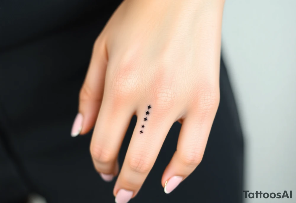 Can you design a few options for a meaningful minimal tattoo with dots, lines or stars that represents my kids? Three are living and two are deceased and I want something that represents that difference by having solid and hollow elements. Put on fingers tattoo idea