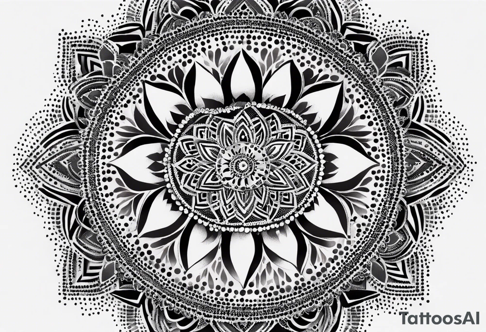 A feminin minimalist mandala with simple dit chain tattoo idea