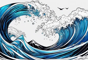Design turning in to waves black with blue accent struggle perseverance under water tattoo idea