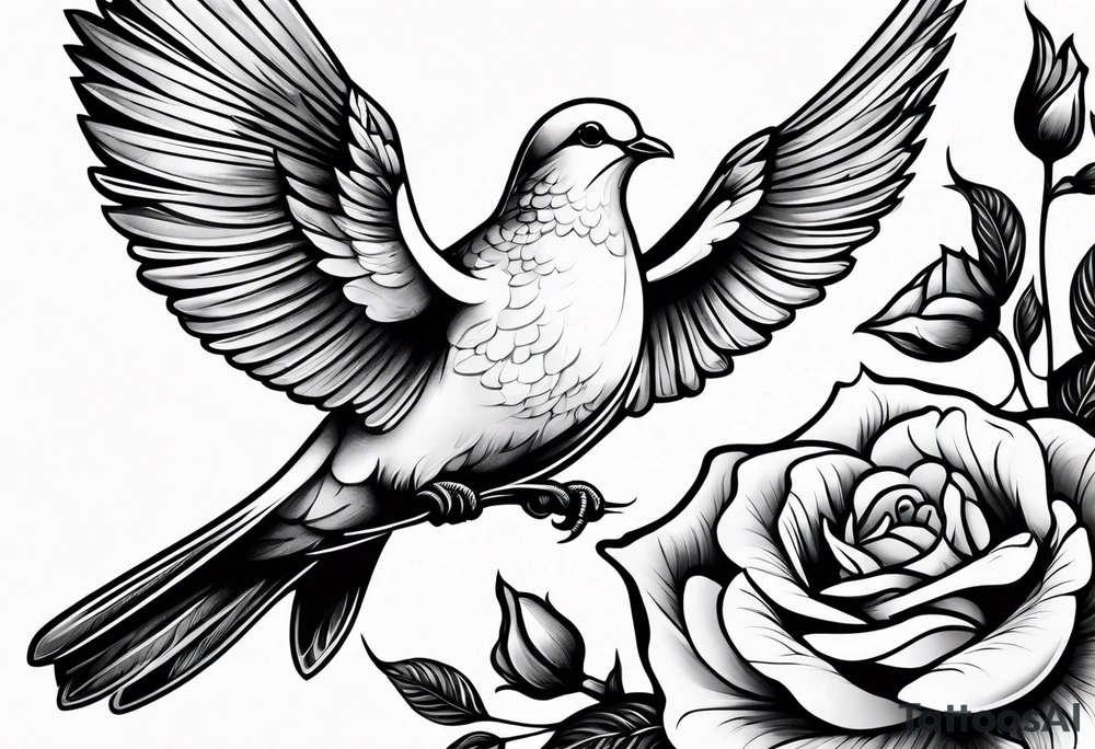 Dove and roses tattoo idea