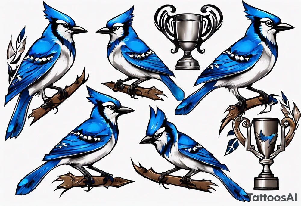 bluejay with trophy tattoo idea