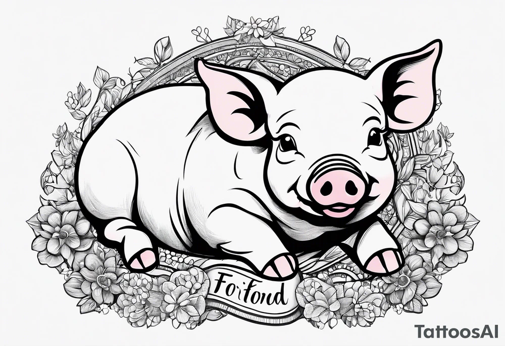 cute piglet.
with text: "friends not food" tattoo idea