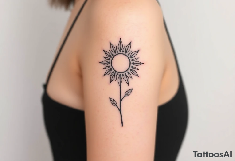 Mystical sun with long leaning stem like a sunflower tattoo idea Mystical sun with long leaning stem like a sunflower tattoo idea