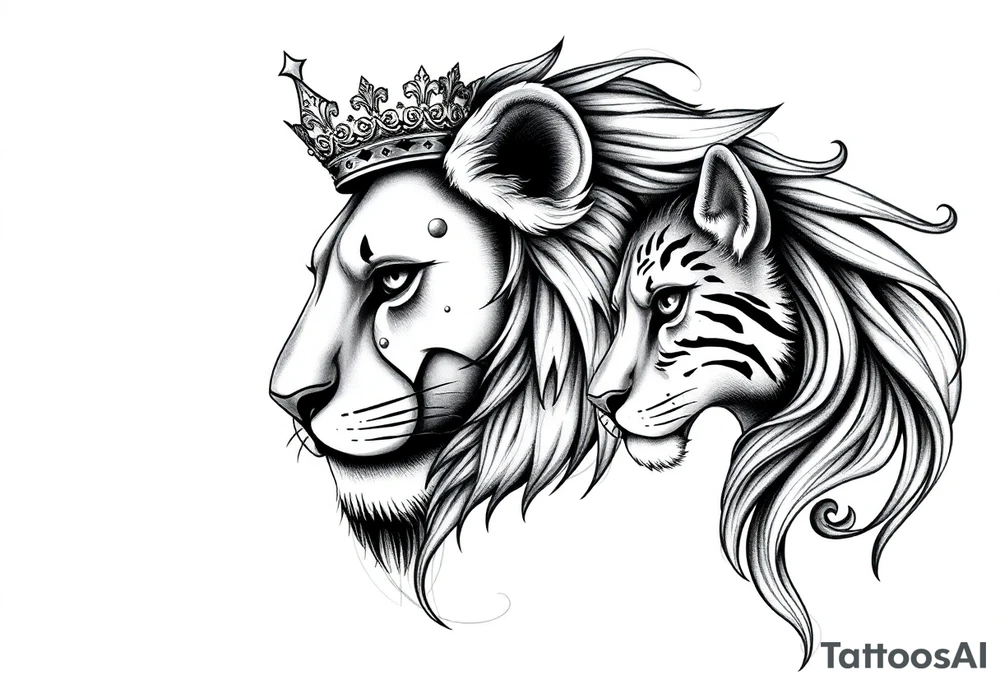 powerful majestic lion vagina and anus
with a crown tattoo idea
