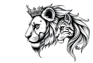 powerful majestic lion vagina and anus 
with a crown tattoo idea