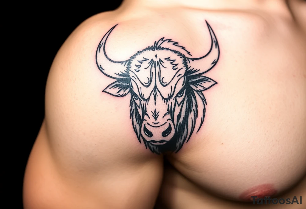 Powerfull majestic bull tattoo idea