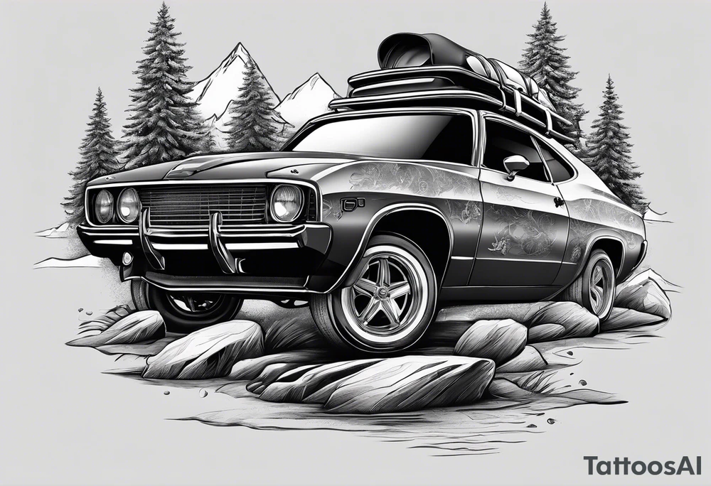 cars, snowboarding, huskie, money, rich tattoo idea