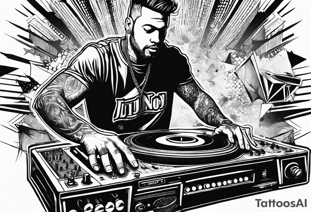 Cool front page newspaper tattoo about dj crushing the dance floor. Include best Raleigh NC DJ from Long Island. Unique hand tattoo design tattoo idea