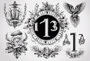 swedish theme with number 13 in roman numerals tattoo idea