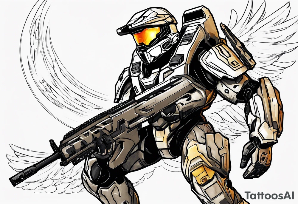 Halo 3 Marine reaching for the sky tattoo idea tattoo idea