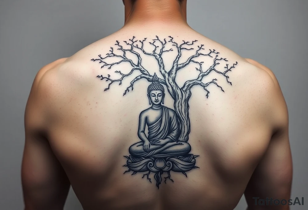 buddha under bodhi tree tattoo idea