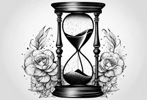 ornate hourglass, long, cosmic stardust, masculine, minimalist, tattoo idea
