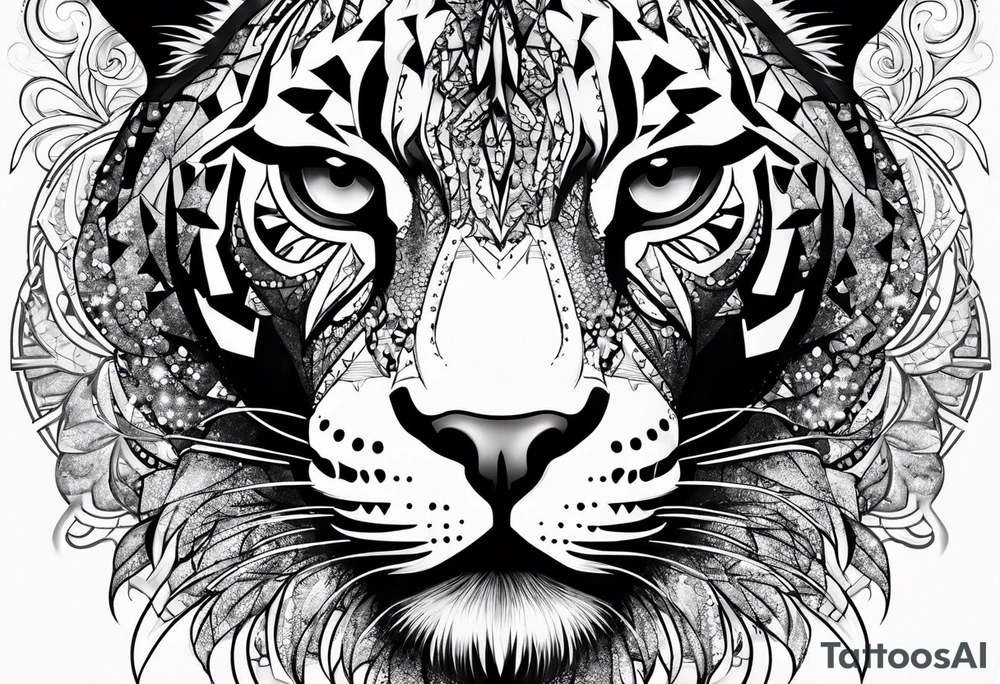 panther face made of stars tattoo idea