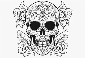 Day of dead skull with smoke around it tattoo idea