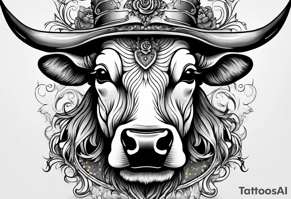 a humanoid cow dressed up like a ghost at halloween tattoo idea