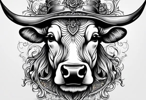 a humanoid cow dressed up like a ghost at halloween tattoo idea