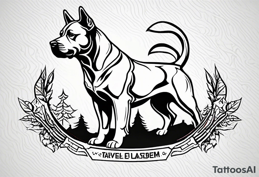 Simpletattoo with elements linked to bodybuilding dogs travel and freedom tattoo idea