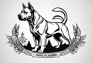 Simpletattoo with elements linked to bodybuilding dogs travel and freedom tattoo idea