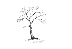 simple windy tree with date 02.18.1998 tattoo idea