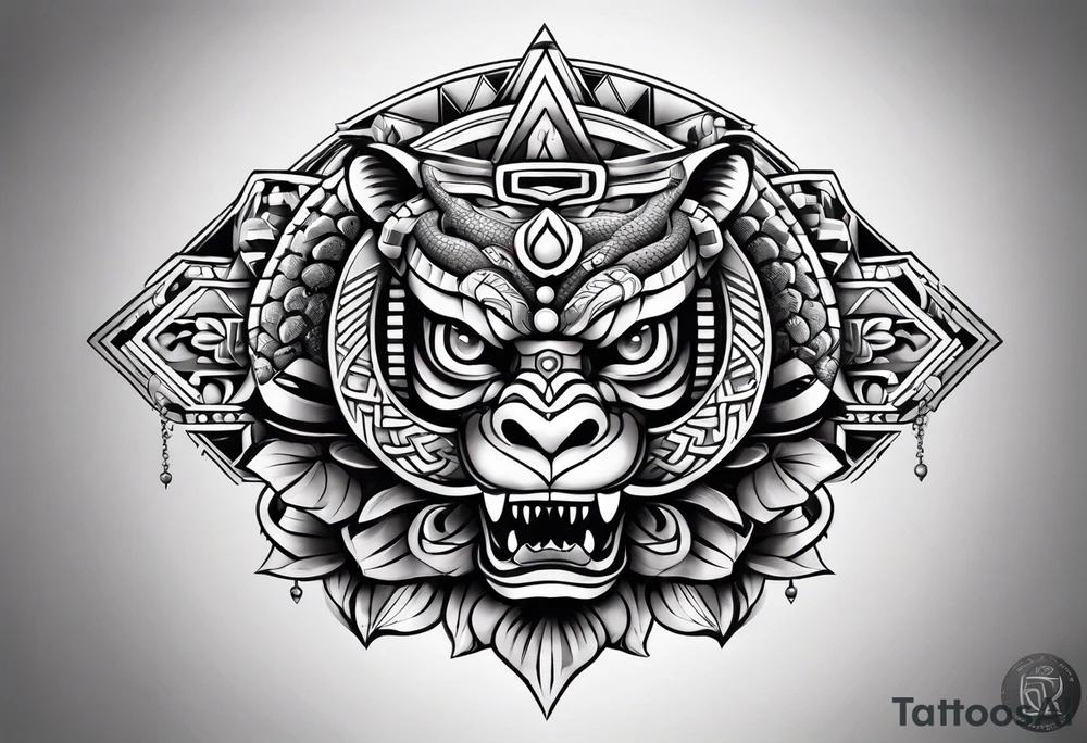aztec snake sleeve tattoo idea
