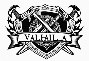 Valhalla shield sword axe tattoo idea
