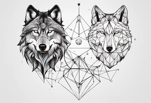 Constellation, two animal wolf, géométric tattoo idea