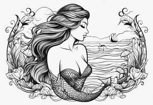 create a sketch of a minimalist mermaid tattoo including concepts of the band 311 tattoo idea