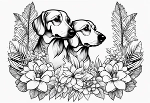 Grandma memorial who loved wiener dogs, flowers, tropical things tattoo idea