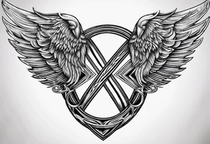 Infinity sign dates January 1, 1959 to February 2, 2016 and angle wings in the background tattoo idea