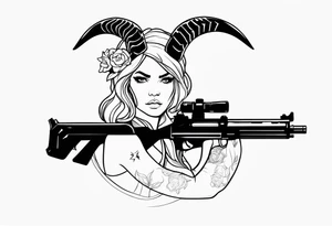 capricorn girl with gun tattoo idea