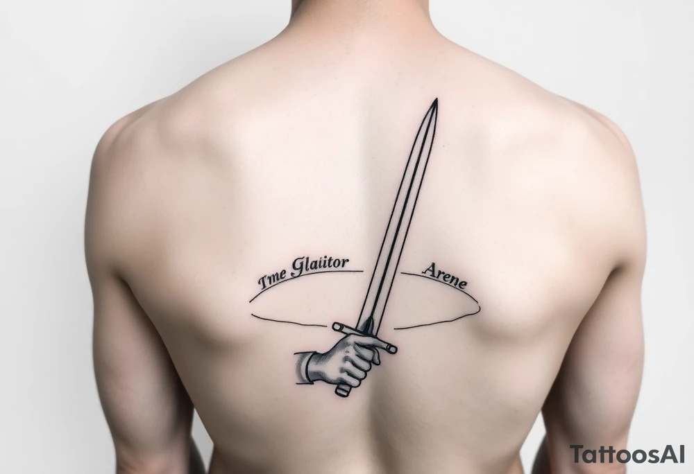 gladiator standing arena short sword in hand tattoo idea