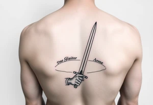 gladiator standing arena short sword in hand tattoo idea