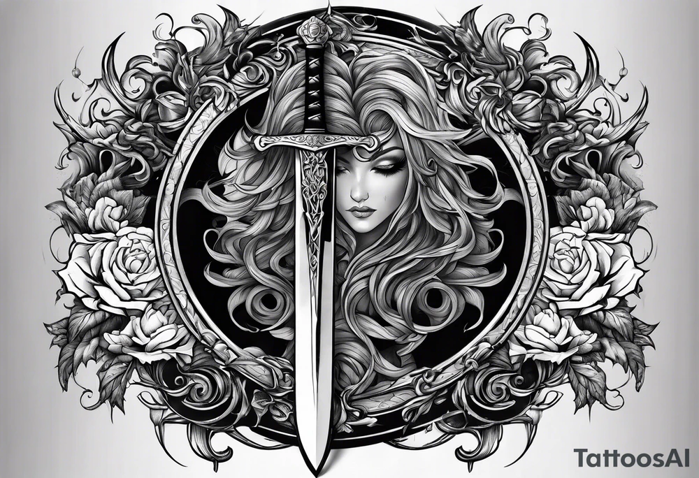 the goddess nemesis sword scary blood hell tattoo idea