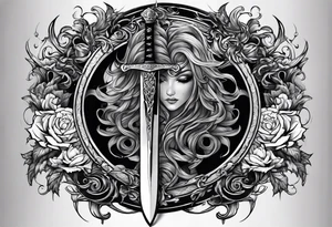 the goddess nemesis sword scary blood hell tattoo idea