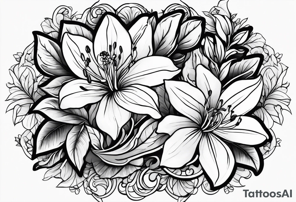 Azaleas, buds, leaves tattoo idea