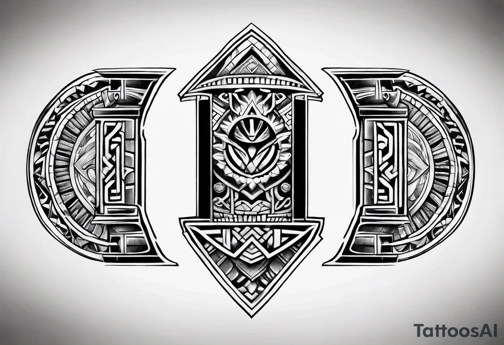 mayan rune sleeve tattoo idea