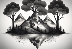 Three mountains three trees with roots tattoo idea
