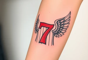 the number seven and a yankee jersey then add angle wings and a Bible verse tattoo idea